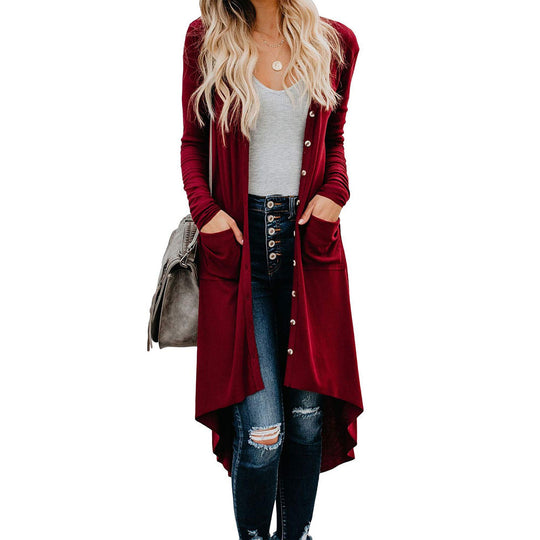 Damen Longstrickjacke mit Knopfdetails und praktischen Taschen EB