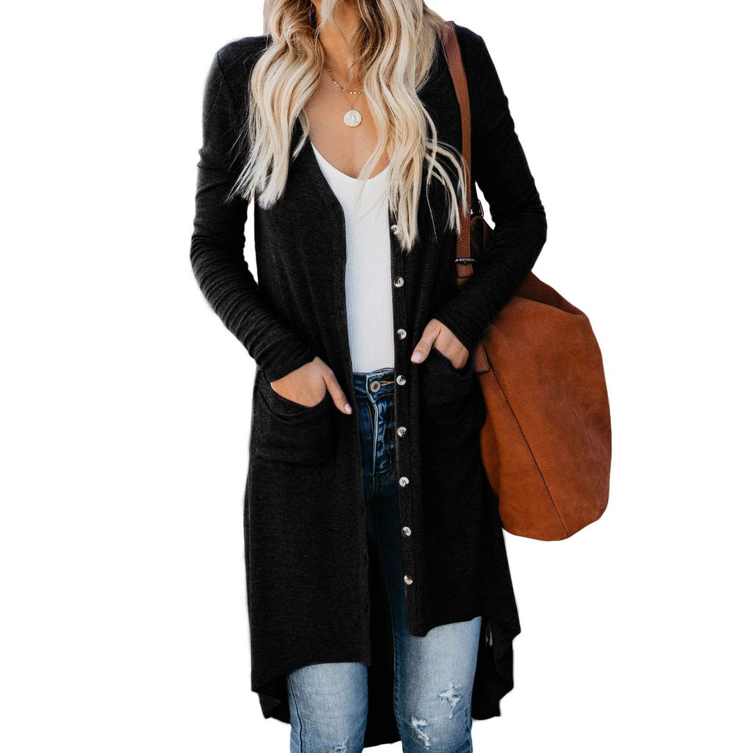 Damen Longstrickjacke mit Knopfdetails und praktischen Taschen EB