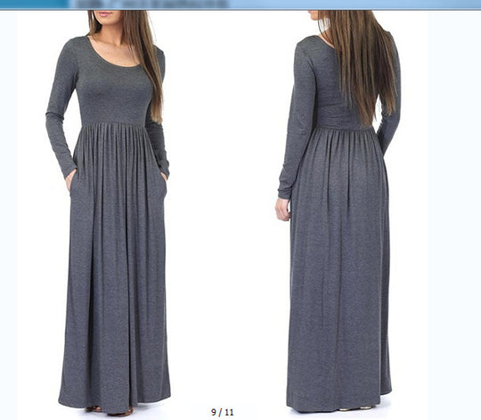 Damen Alltagstaugliches Maxikleid mit praktischen Taschen und fließendem Schnitt EB