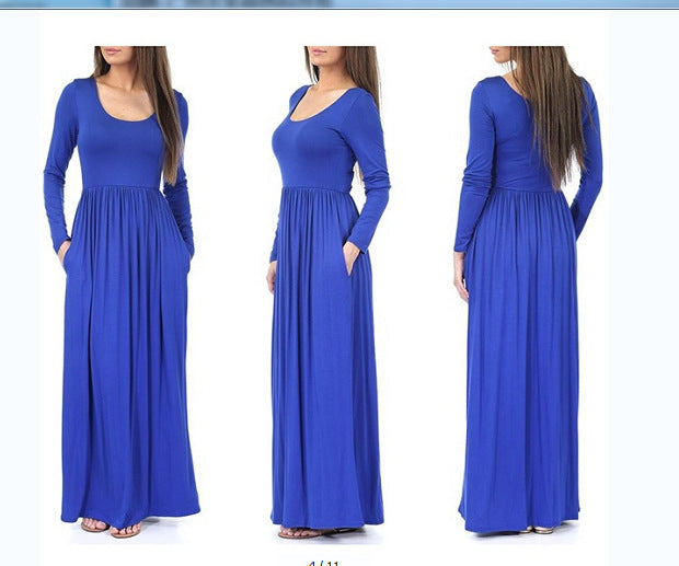 Damen Alltagstaugliches Maxikleid mit praktischen Taschen und fließendem Schnitt EB