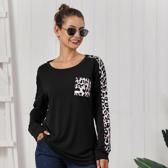 Damen Sweatshirt mit modischem Leopardenmuster EB