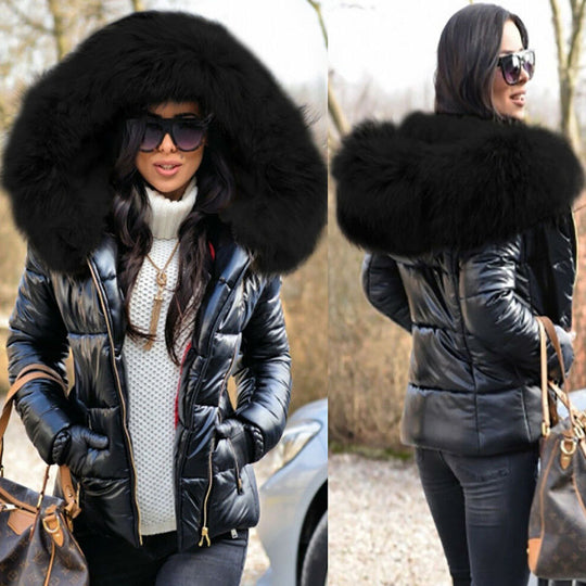 Damen Steppjacke mit luxuriösem Fellkragen und praktischen Taschen EB