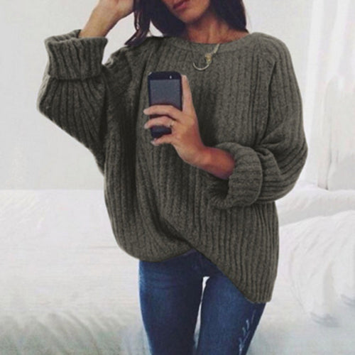 Damen Oversized Strickpullover mit sanfter Rippstruktur und weitem Schnitt EB