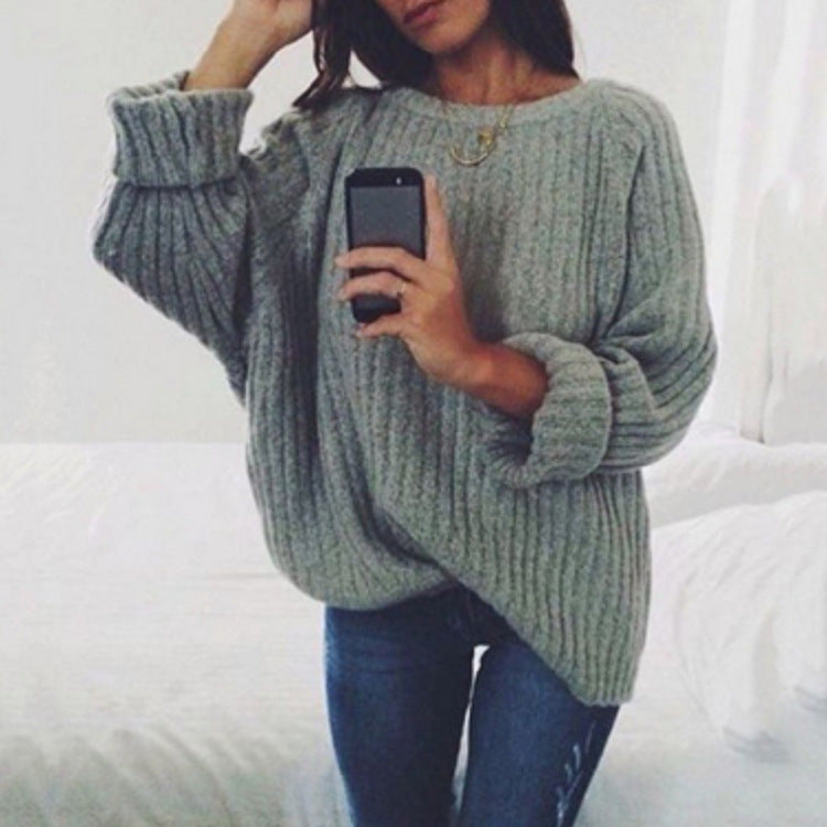 Damen Oversized Strickpullover mit sanfter Rippstruktur und weitem Schnitt EB