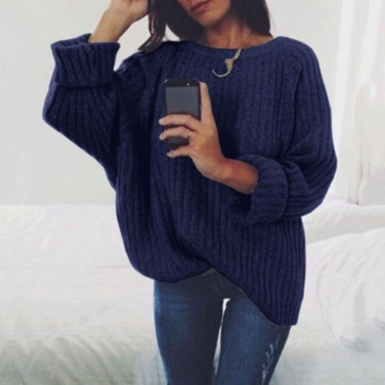 Damen Oversized Strickpullover mit sanfter Rippstruktur und weitem Schnitt EB