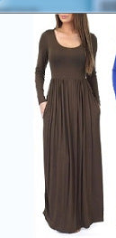 Damen Alltagstaugliches Maxikleid mit praktischen Taschen und fließendem Schnitt EB