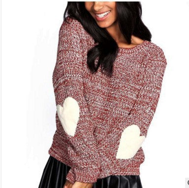 Damen Strickpullover mit Herzapplikationen EB
