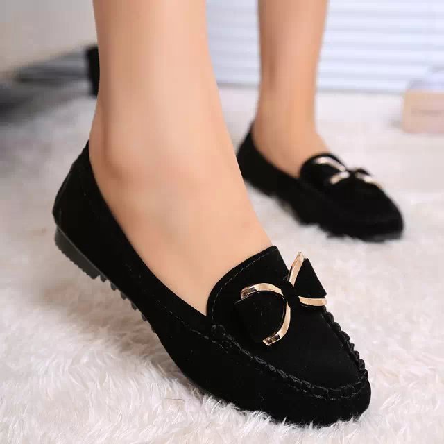 Damen elegante Mokassins mit modischer Schleifenapplikation EB