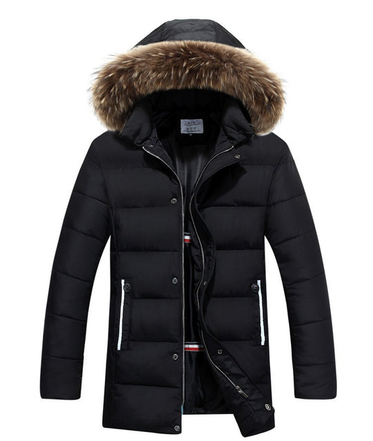 Herren Winterjacke mit abnehmbarer Kapuze und weichem Kunstfell EB