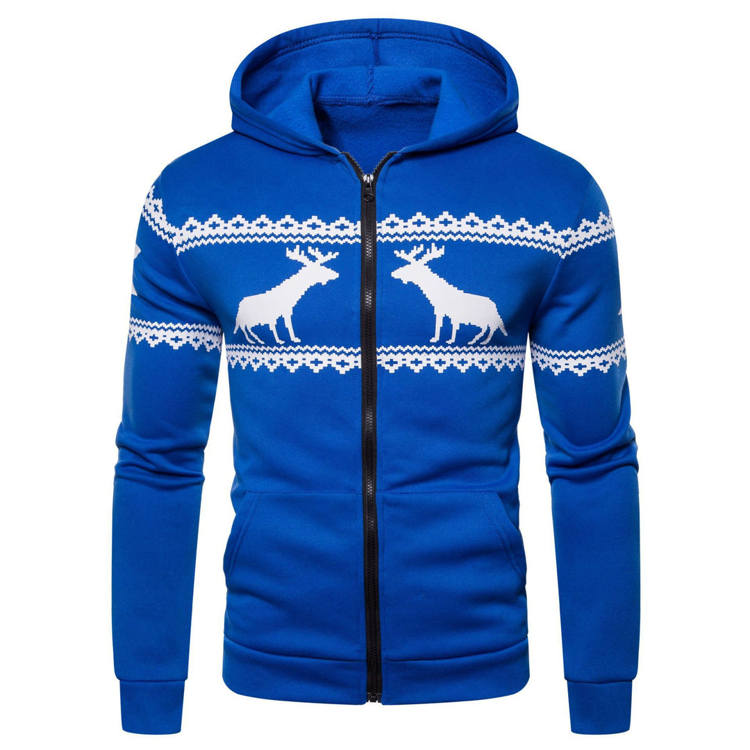 Herren Kapuzenjacke mit nordischem Motiv und praktischem Reißverschluss EB
