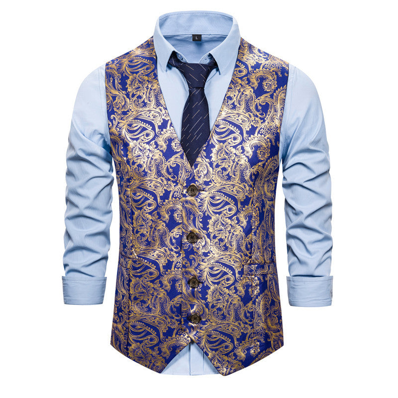 Herren elegante Brokat-Weste im luxuriösen Design EB