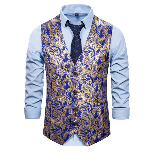 Herren elegante Brokat-Weste im luxuriösen Design EB