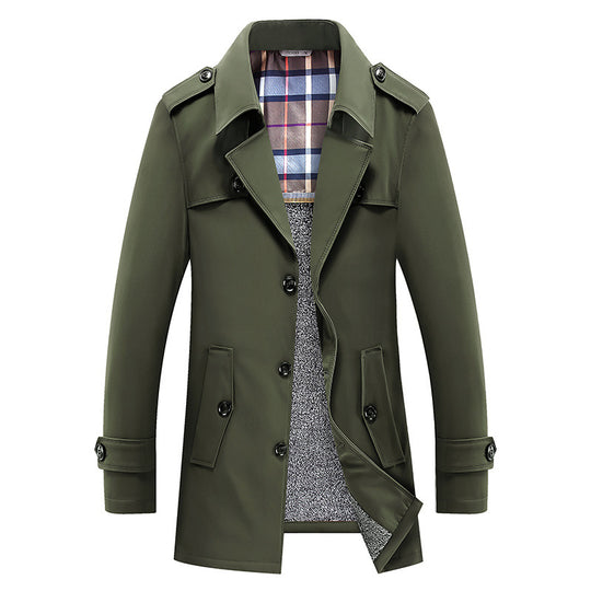 Herren klassischer Trenchcoat mit gesteppter Thermofütterung und kariertem Innenfutter EB