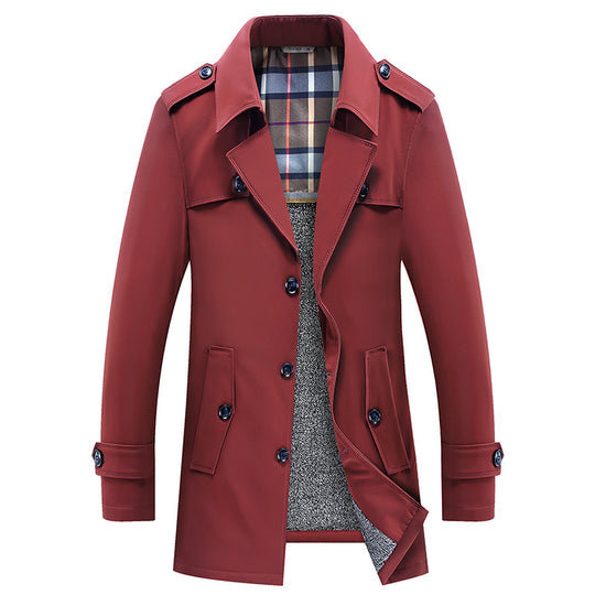 Herren klassischer Trenchcoat mit gesteppter Thermofütterung und kariertem Innenfutter EB