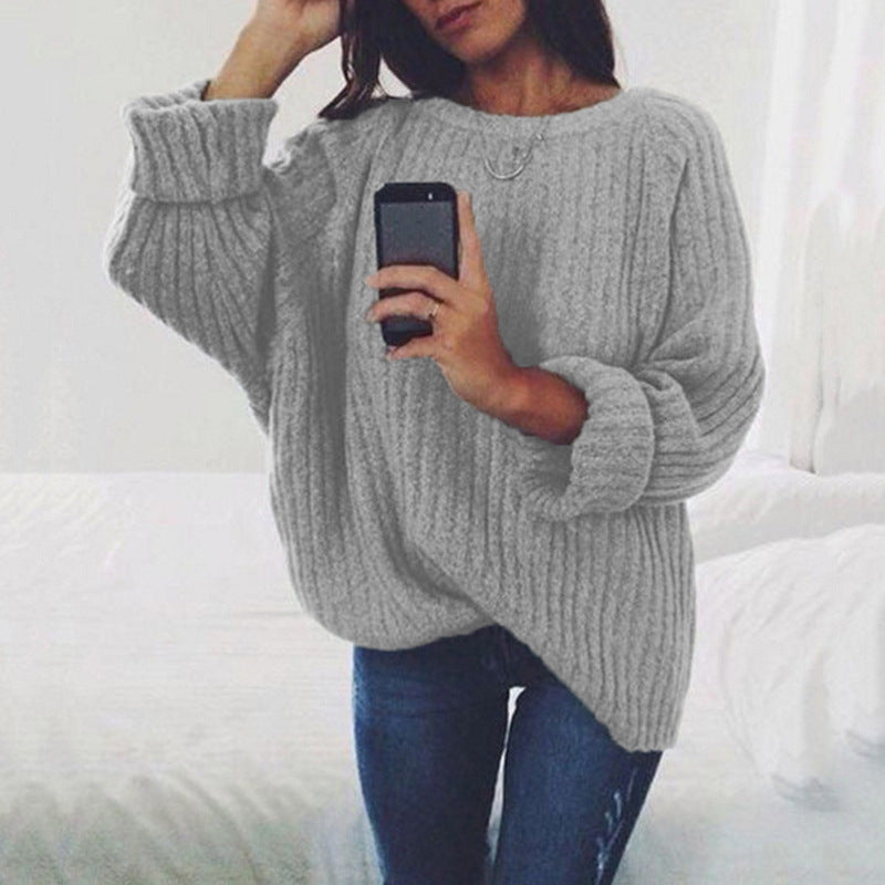 Damen Grobstrickpullover mit lässigem Schnitt und modischem Rippenmuster EB