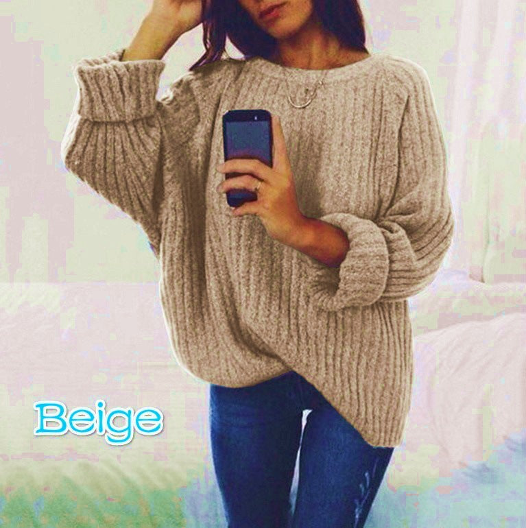 Damen Grobstrickpullover mit übergroßer Passform und strukturiertem Design EB