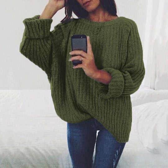 Damen Grobstrickpullover mit lässigem Schnitt und modischem Rippenmuster EB