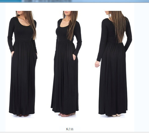Damen Alltagstaugliches Maxikleid mit praktischen Taschen und fließendem Schnitt EB