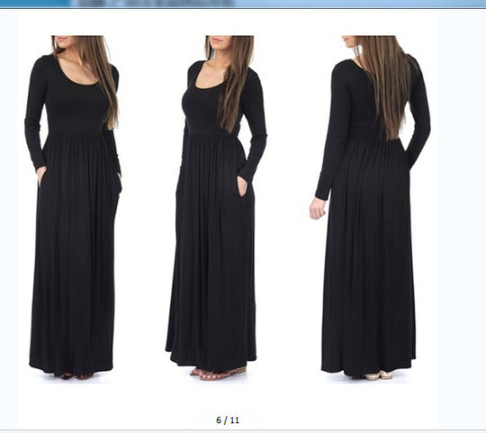 Damen Alltagstaugliches Maxikleid mit praktischen Taschen und fließendem Schnitt EB