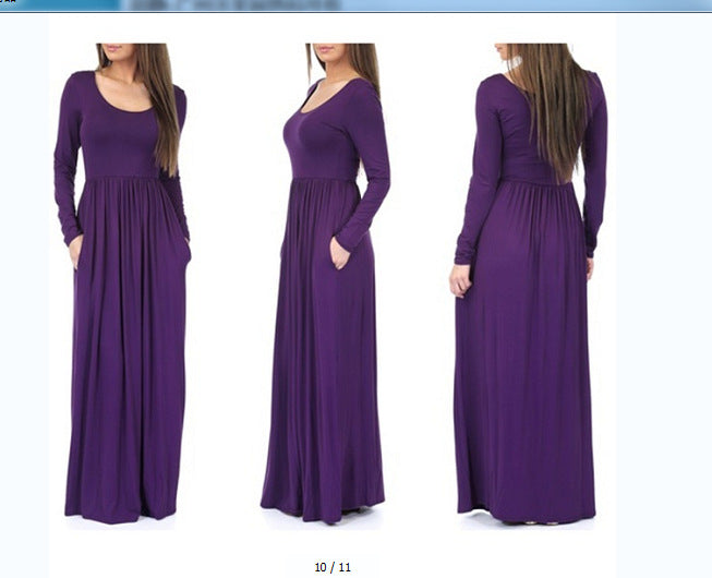 Damen Alltagstaugliches Maxikleid mit praktischen Taschen und fließendem Schnitt EB