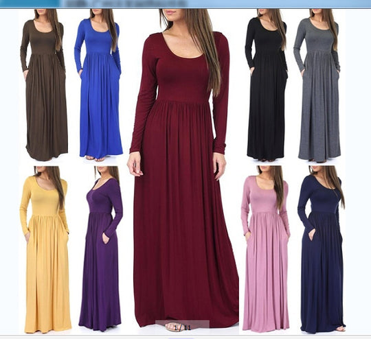 Damen Alltagstaugliches Maxikleid mit praktischen Taschen und fließendem Schnitt EB