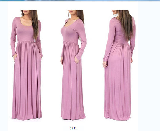 Damen Alltagstaugliches Maxikleid mit praktischen Taschen und fließendem Schnitt EB