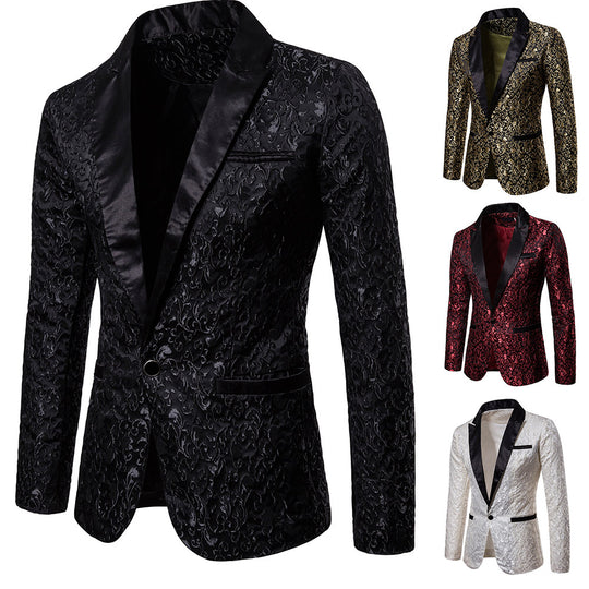 Herren nan ornamentales Smokingsakko mit Satinrevers und brokatstrukturierter Oberfläche EB