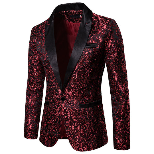 Herren nan ornamentales Smokingsakko mit Satinrevers und brokatstrukturierter Oberfläche EB