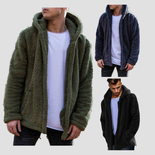 Herren Kuschelige Fleecejacke mit Kapuze EB