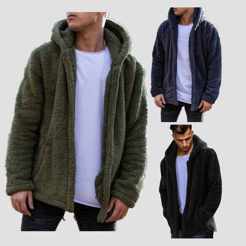Herren Kuschelige Fleecejacke mit Kapuze EB