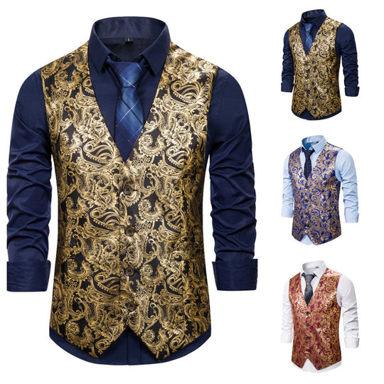 Herren elegante Brokat-Weste im luxuriösen Design EB