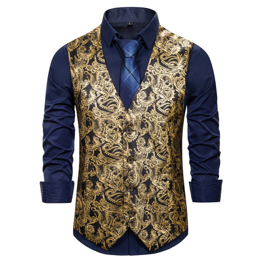 Herren elegante Brokat-Weste im luxuriösen Design EB
