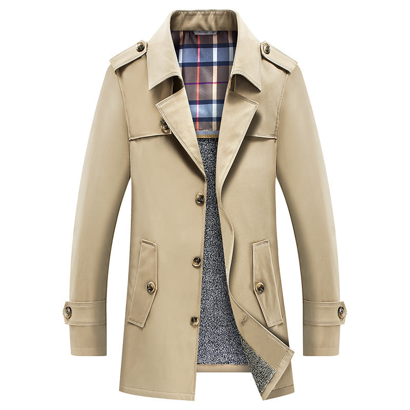Herren klassischer Trenchcoat mit gesteppter Thermofütterung und kariertem Innenfutter EB