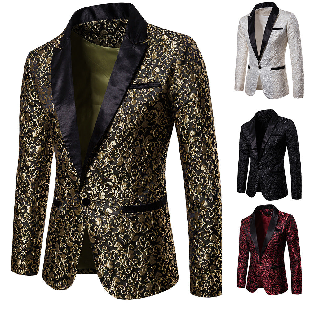 Herren nan ornamentales Smokingsakko mit Satinrevers und brokatstrukturierter Oberfläche EB