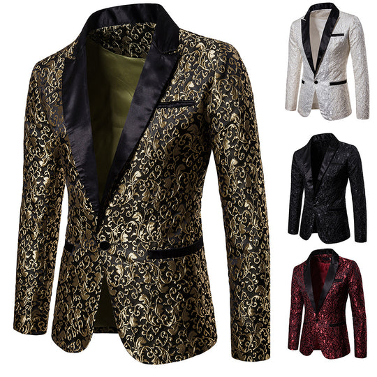 Herren nan ornamentales Smokingsakko mit Satinrevers und brokatstrukturierter Oberfläche EB