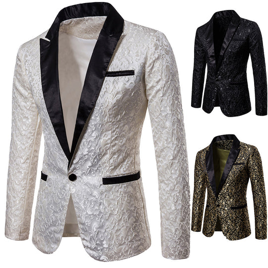Herren nan ornamentales Smokingsakko mit Satinrevers und brokatstrukturierter Oberfläche EB