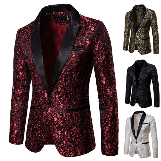 Herren nan ornamentales Smokingsakko mit Satinrevers und brokatstrukturierter Oberfläche EB