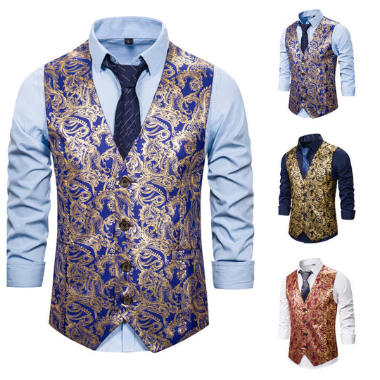 Herren elegante Brokat-Weste im luxuriösen Design EB
