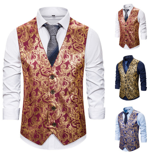 Herren elegante Brokat-Weste im luxuriösen Design EB