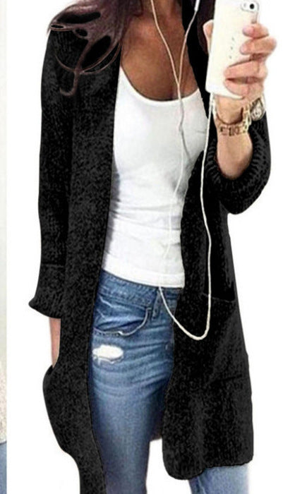 Damen Strickjacke mit lässigen Taschen und offenem Design EB