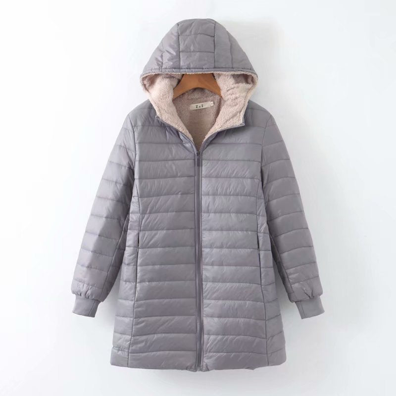 Damen Gefütterte Steppjacke mit Kapuze und Teddyfutter EB