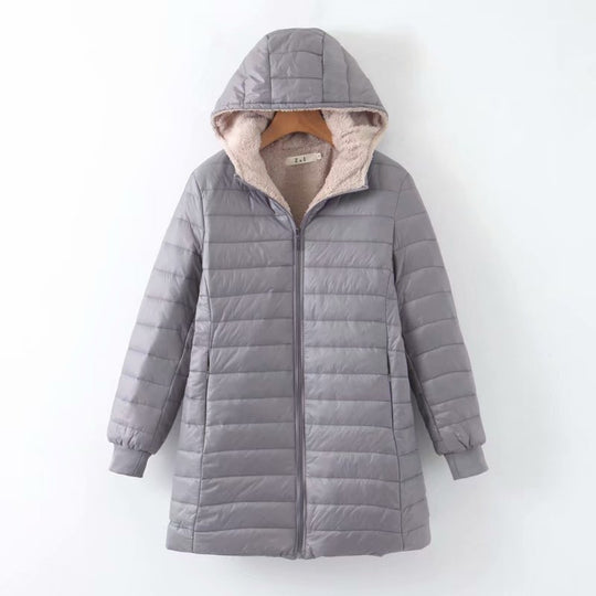Damen Gefütterte Steppjacke mit Kapuze und Teddyfutter EB