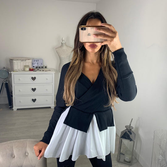 Damen Wickeloberteil mit voluminösem Saum und lässigem Schnitt EB