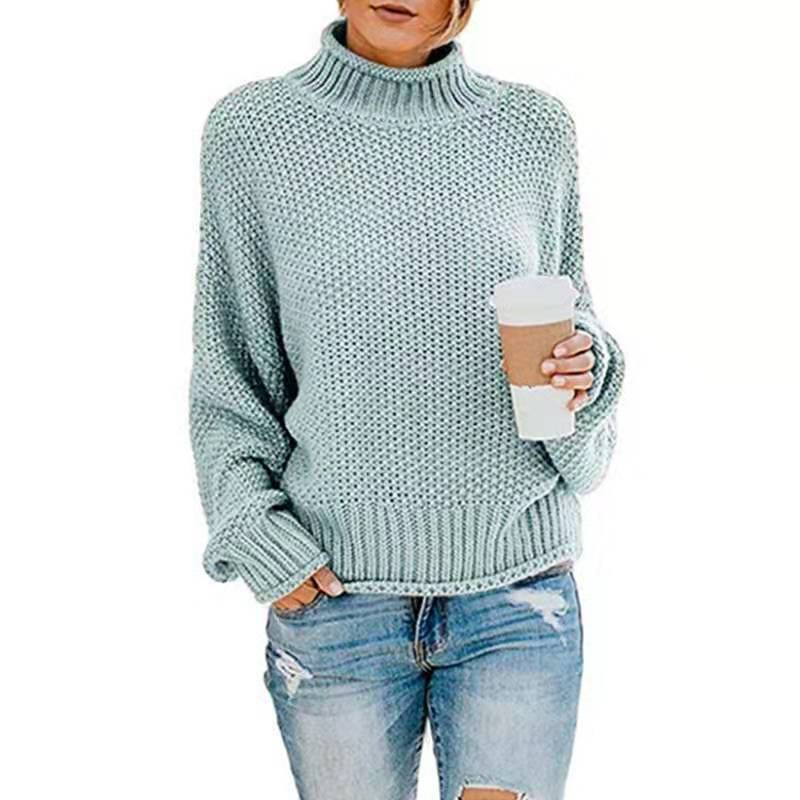 Damen lässiger Rollkragenpullover mit strukturiertem Strickmuster EB