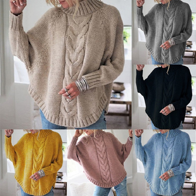 Damen Grobstrickpullover mit Kollektionsdesign und hohen Kragen EB