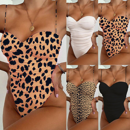 Damen Eleganter Einteiler Badeanzug mit schmalen Trägern EB