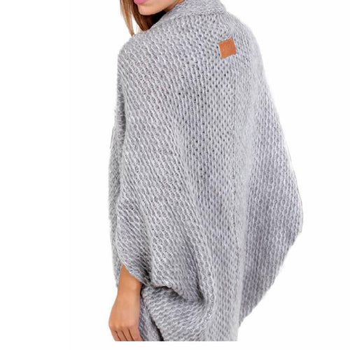 Damen lässige Strickponcho mit weitem Schnitt und eleganten Details EB