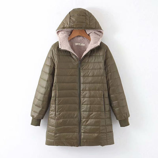 Damen Gefütterte Steppjacke mit Kapuze und Teddyfutter EB