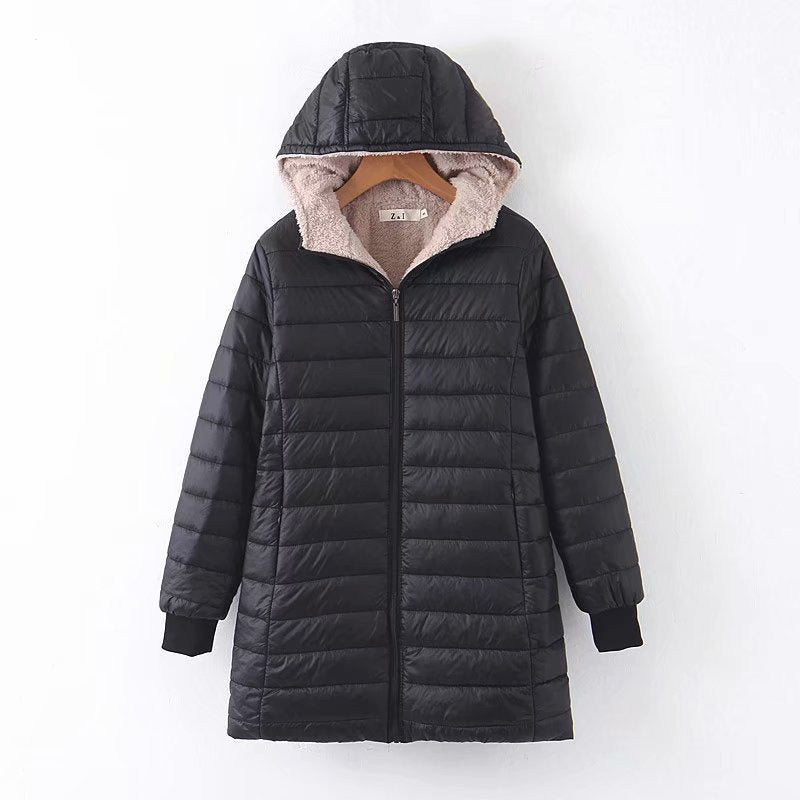 Damen Gefütterte Steppjacke mit Kapuze und Teddyfutter EB