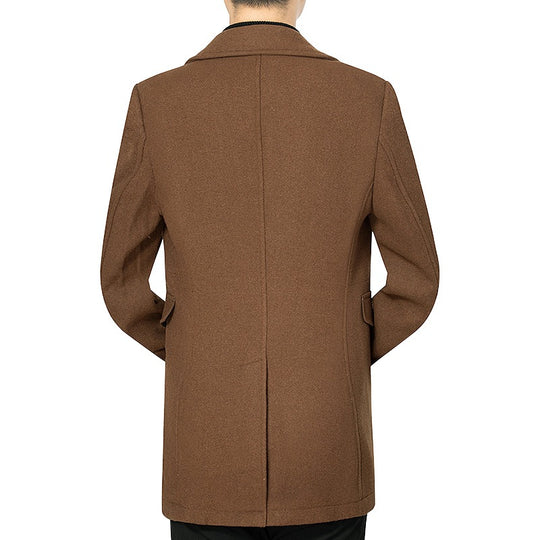 Herren Mantel mittellang aus Wollmix mit schlanker Silhouette, verdeckter Reißverschlussleiste und Pattentaschen EB